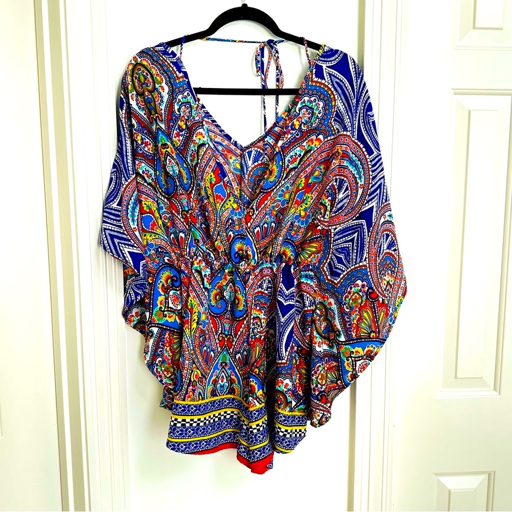 Colorful Paisley Batwing Shorts Romper Size Small